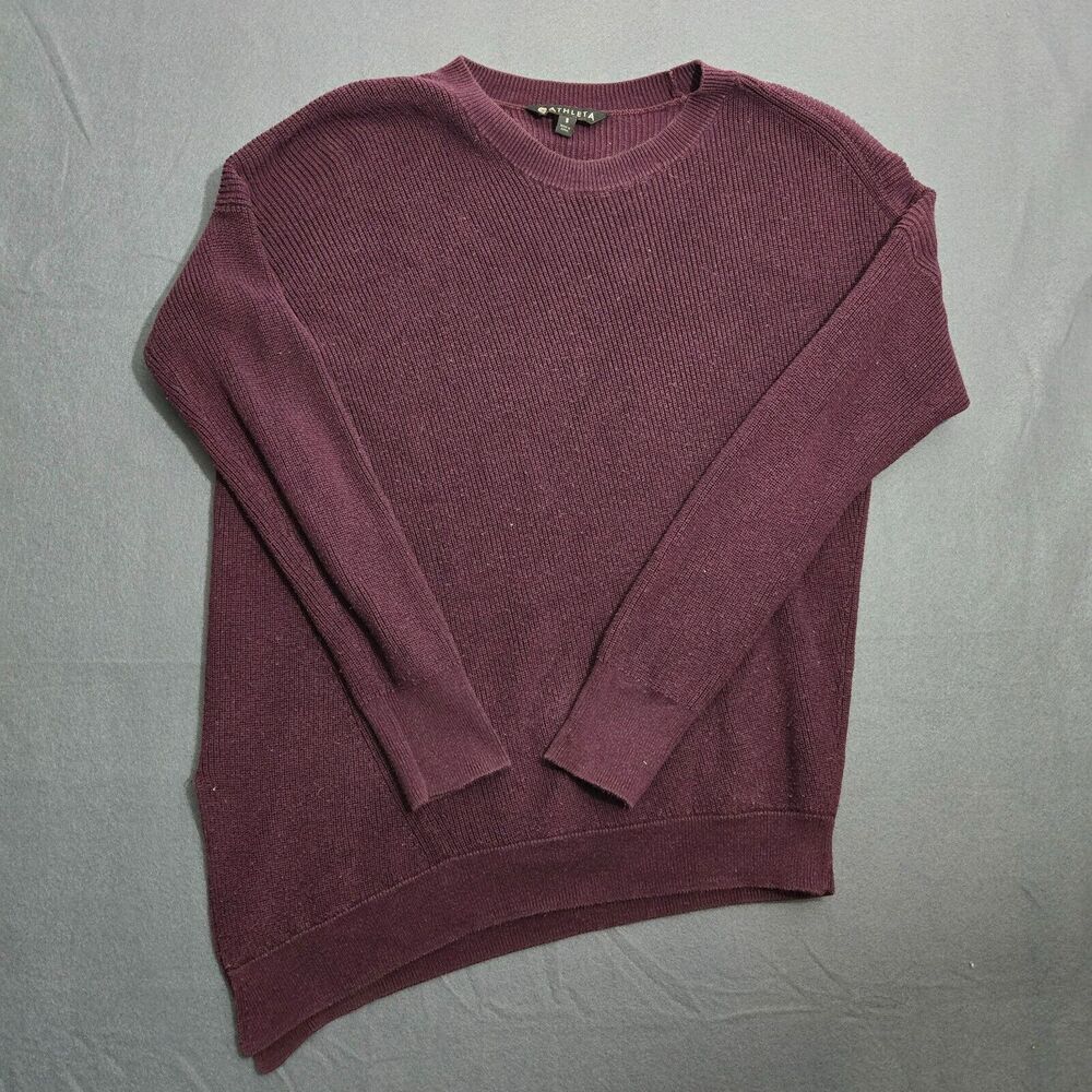 Athleta Sweater Women S Purple Rest Day Asymmetrical Hem Pull Over Ribbed